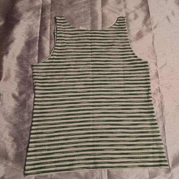 Ann Taylor Striped Shoulder Button Scoop Neck Tank - Sweet Clover - Picture 6 of 8